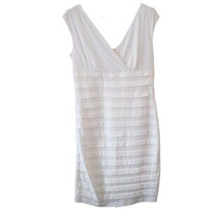 AA Studio White Sleeveless V-Neck & Back Tiered Dress